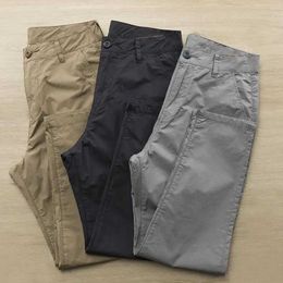 Men's Pants Regular fit pants mens soft and breathable casual size 9 with button zipper pockets solid Colour straight sweatL2404