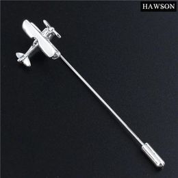 Brooches HAWSON Safety Brooch Pins Aeroplane For Clothes Men's Jewellery Silver Colour Craft Stick Badge Lapel Pin