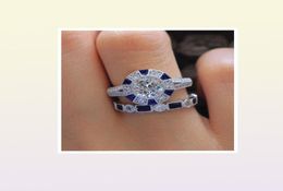 YHAMNI Fashion Promise Rings Set Blue Zircon CZ 925 Sterling Silver Anniversary Wedding Band Rings for Women Gift Jewelry RZ6708366384