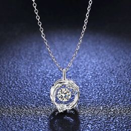 Sier 925 Sterling Pendant Mosang Diamond Necklace Womens Flexible Luxury Round Bag Jumping Heart Sier Pendant Clavicle