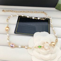 Coloured diamond Necklaces Designer Jewellery Accessories Brand Letter Choker Pendant Necklace Sweater Chain