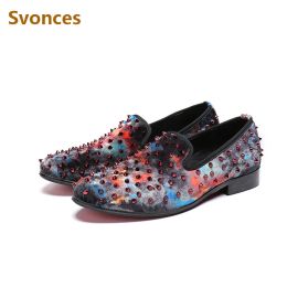 Boots Luxury Rivets Mens Shoes Sdars Mixed Color Spikes Shoes New Factory Customized SlipOn Rivets Loafers Men Casual Shoes Zapatillas