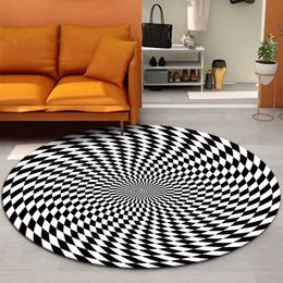 Carpets 3D circular creative carpet home stereo vision bedroom floor mat living room coffee table sofa non-slip circular vertigo blanket