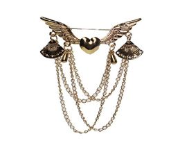 2020 designer brooch Love Wings brooch with tassel jewelry retro multilayer chain collar pin button set clothing accessories jewe8558590