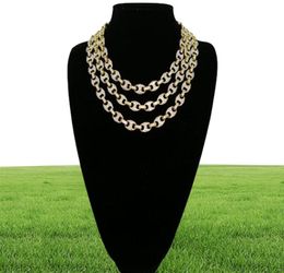 Hip Hop 12mm Gold Silver Color Plated Iced Out Puff Marine Anchpr Chain Link Bling Necklace for Men27285849055