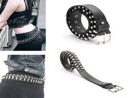 Fashion Ladies Leather Punk Belt Studed Rivet Bullet Belt Goth Jeans Steam Punk Rock Women Waist Belt Cool Accessories 2203013705000