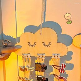 Decorative Figurines INS Cute Wooden Cloud Baby Hair Clips Holder Princess Girls Hairpin Hairband Storage Pendant Jewellery Organiser Wall