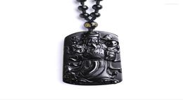 Pendant Necklaces Men Women39s God Of Wealth Pendants Real Natural Obsidian Beaded Necklace Money Come Amulet Boutique JewelryP5510604