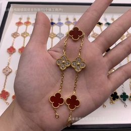 Fashion jewelry Designer bracelet Fanjia Classic Five Flower Diamond Clover with and Fritillaria Agate Combination Exquisite Beautiful