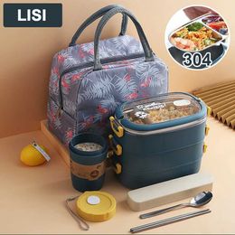 Bento Boxes Stainless steel lunch box insulated student office multi-layer food container storage portable breakfast Q240427