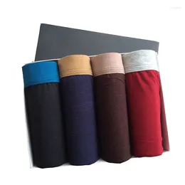 Underpants 4 Boxes Of Men's Solid Colour Boxer Cotton Plus Size Panties Men Underwear Boxers Shorts No Trace Breathable