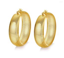 Hoop Earrings Stainless Steel Africa Big Gold Reticular Jewelry Gift Women Ladies Delicate Heavy For Him3168996