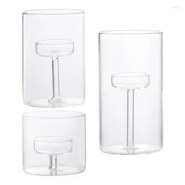 Candle Holders Glass Tealight 3Pcs Clear For Home Decor Tea Lights Holder Wedding Party