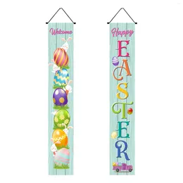 Decorative Figurines Happy Easter Porch Banner Egg Party Front Door Sign Wall Hanging Spring Decorations And Supplies For Flags