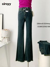 Women's Jeans Circyy Women Irregular High Waisted Flare Pants Skinny Slim Streetwear Vintage 2024 Spring Fashion Girls Y2K
