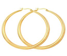 Real 18K Gold Silver Plated Big Hoop Earrings for Women Large Stainless Steel Round Circle Hoops Earring Lightweight No Fade Color9101386