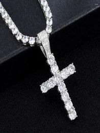 Pendant Necklaces Hip Hop Micro Pave Zircon Cross Crystal Custom Size Tennis Chain Necklace Out Men039s Jewelry9298604
