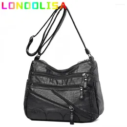 Evening Bags Many Pockets Vintage Leather Purses And Handbags 2024 High Quality Women's Messenger Bag Designer Ladies Crossbody Shoulder