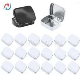 Storage Bottles 24pcs White Black Sliver Metal Rectangular Empty Hinged Tins Home Containers Organizer Mini Square Box With Lid