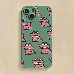 Cell Phone Cases Cute and fun cartoon baby crocodile phone case iPhone 14 13 12 15 Pro Max Mini X XS XR 7 8 15 Plus SE protective hard cover J240426