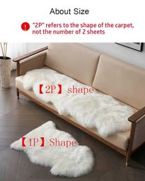 Carpets Soft White Faux Fur Area Rugs Kids Living Room Bedroom Shaggy Floor Chair Mat Home Decoration Sheepskin Plush Bedside Carpet