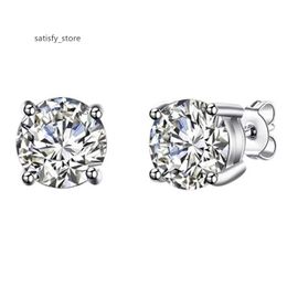 classic and simple design round brilliant cut 0.5ct 1ct 2ct moissanite diamond gold stud earring