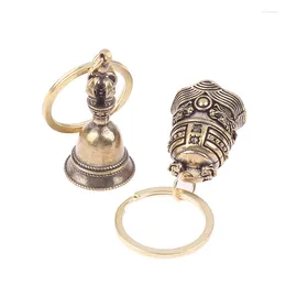 Decorative Figurines 1Pc Brass Handicraft Die-casting Drop Wind Bell Tibetan Bronze Key Pendant Car Home Decoration Antique