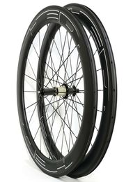 700C 60mm depth 25mm width carbon wheels clincherTubular road bike carbon wheelset Ushape rims with powerway R36 h2990847