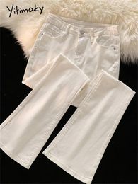 Women's Jeans Yitimoky Cargo Pants Women Korean Fashion High Waisted Wide Leg Streetwear Y2k Solid Casual Slim Flare 2024