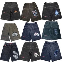 Mens Jeans JNCO Shorts Y2K Hip Hop Pocket Baggy Denim Gym Shorts Men Women Summer New Harajuku Gothic Men Basketball Shorts Streetwear 974