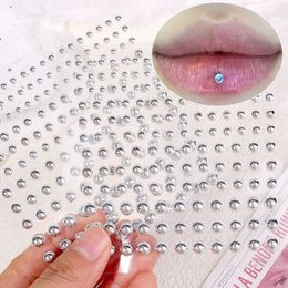 L0HB Tattoo Transfer Sliver Diamond Sticker Fake Nose Stud Self Adhesive Rhinestones Non Piercing Eye Ear Face Body Jewelry for Women Sticker Crystal 240427