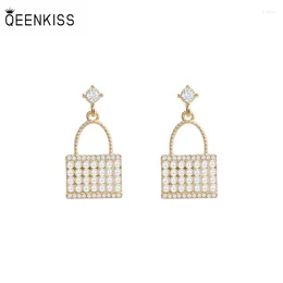 Stud Earrings QEENKISS EG7232 Fine Jewellery Wholesale Woman Birthday Wedding Gift Square Bag Zircon 925 Sterling Silver Needle