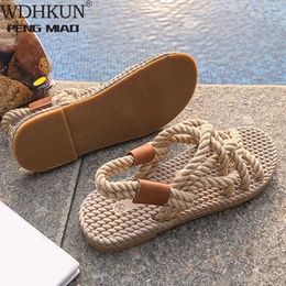 Womens shoe woven rope traditional casual style and simple creative fashion womens shoes summer 2024 240425