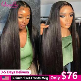 Synthetic Wigs 30 inch 13x4 straight human hair lace front wig 32 34 36 38 pre cut 180% transparent gel free Q240427