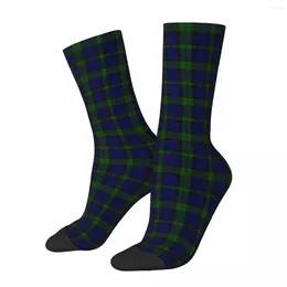 Men's Socks Black Watch Blue Tartan Harajuku Super Soft Stockings All Season Long Accessories For Unisex Birthday Present
