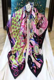 2020 High Grade 9090cm Square Scarf Horse Printed Hand Rolled 100 Soie Twill Silk Pashmina Shawl Wraps Hijabs Capes 35039038980742