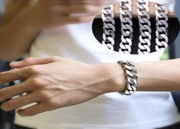 Titanium steel Charm bracelet men's 10mm wide platinum plated bone watch chain for boyfriend gift jewelry8134153