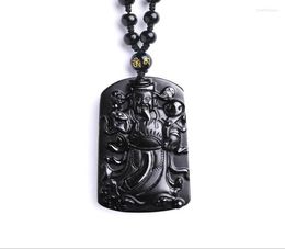Pendant Necklaces Men Women39s God Of Wealth Pendants Real Natural Obsidian Beaded Necklace Money Come Amulet Boutique JewelryP8468004