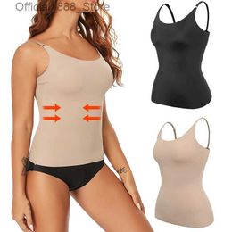 6CRO Women's Tanks Camis Seamless Shapewear Top Women Tummy Control Smooth Body Shaper Camisole Summer Nude Black Tank Top Slim Belly Compression Vest d240427