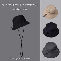 Wide Brim Hats Bucket Outdoor Quick Drying Fisherman Hat Womens Fashion Retro Pot Waterproof Camping Hiking Travel Folding Q240427
