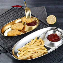 Plates Divided Grid Kitchen 304 Stainless Steel Dish Tray Household Sauce Plate Snack French Fries Sushi