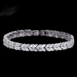 test Wheat Design Tennis Bracelet & Bangle for Women Female Bracelet Bangle with Marquise Cut Cubic Zirconia Stone2564073