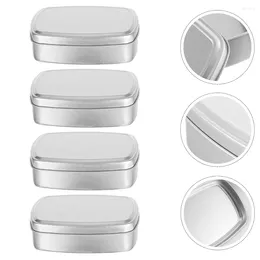 Storage Bottles 4 Pcs Square Soap Dish Candy Container Aluminium Cream Hinge Holder Jar Travel