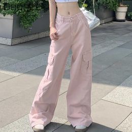 Women's Jeans Loose Summer Pink High Waist American Style 2024 Sweet Girl Straight Wide Leg Draped Denim Mop Trousers