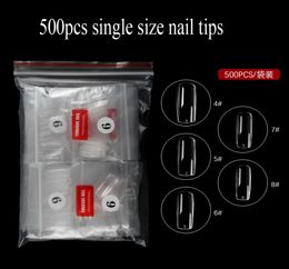 500PCS Box 200PCS Nontrace Nail Tips Single number size Full Hlaf Cover Clear Natural Nail Tip Rounded False Tips Fake Nail Dropl1007238