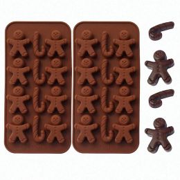 Moulds Christmas Shape Silicone Chocolate Mould Nonstick Fondant Cookie Baking Trays Xmas Trees Candy Gingerbread Man Gift Mold Tools