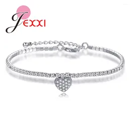 Charm Bracelets Arrival Crystal Heart & Bangles For Women Cubic Zirconia Birthday Gift Rose Gold Color Jewelry