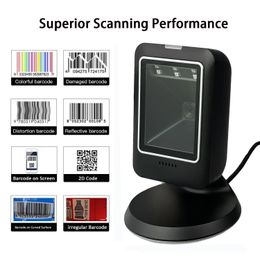 Barcode scanner 2D all-round desktop automatic sensing data matrix reader supermarket usb barcode reader 1D 2D QR code 240416