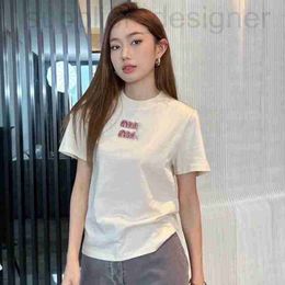 Women's T-Shirt designer Nanyou High Ding Miu Short sleeved Bead Decoration Early Spring New Casual Versatile Letter Top Bottom T-shirt 3EBM