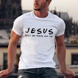 Men's T-Shirts Jesus he will be waiting there for your mens T-shirts Christian graphic cotton T-shirts tops T-shirts Easter clothing religious mens clothing J240426